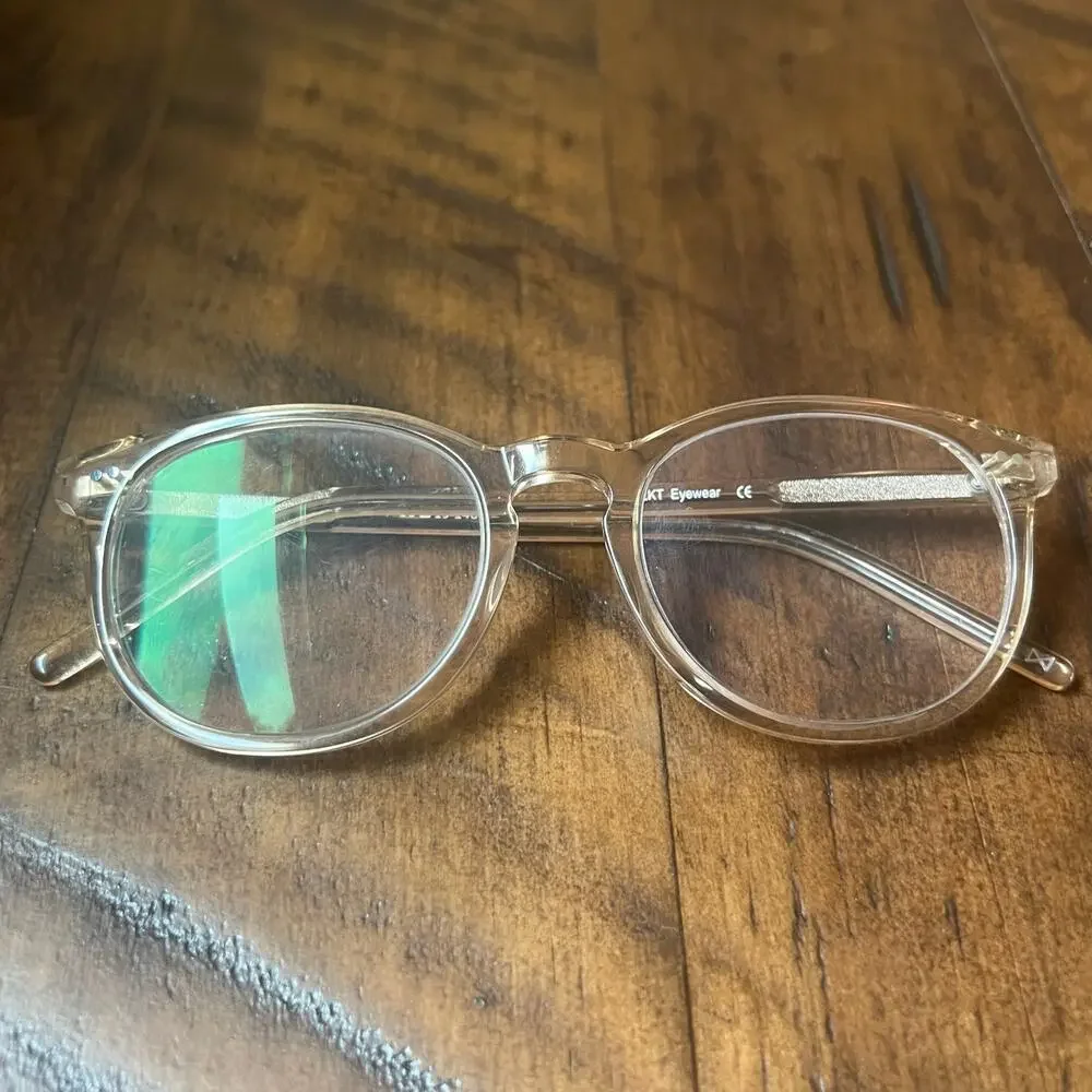 RFLKT Aura Eyeglass Frames Round Champagne Keyhole Acetate 50-19-140 Medium